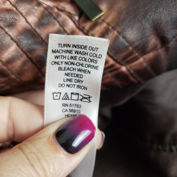 Maurices Size 4X Faux Leather Moto Jacket Brown Distressed Grunge Mad Max Rugged - Picture 6 of 15